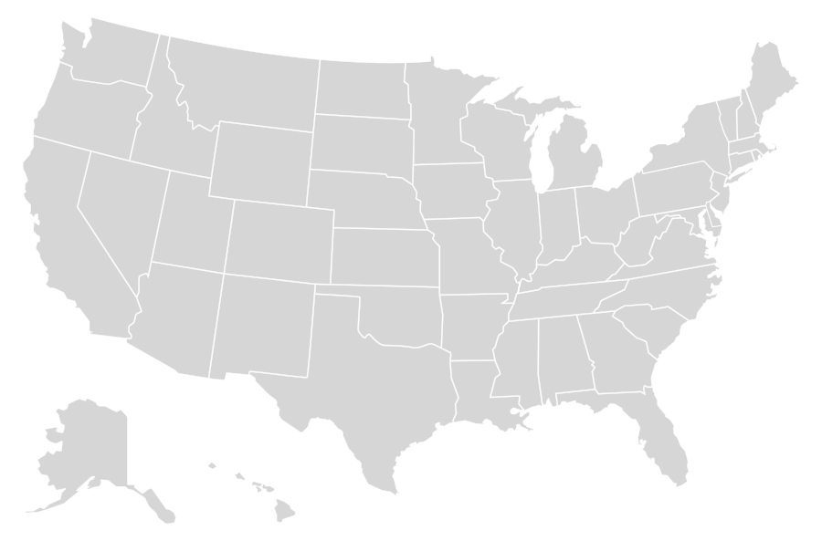 U.S. map with states highlighted where Alpha Investing has acquired properties.